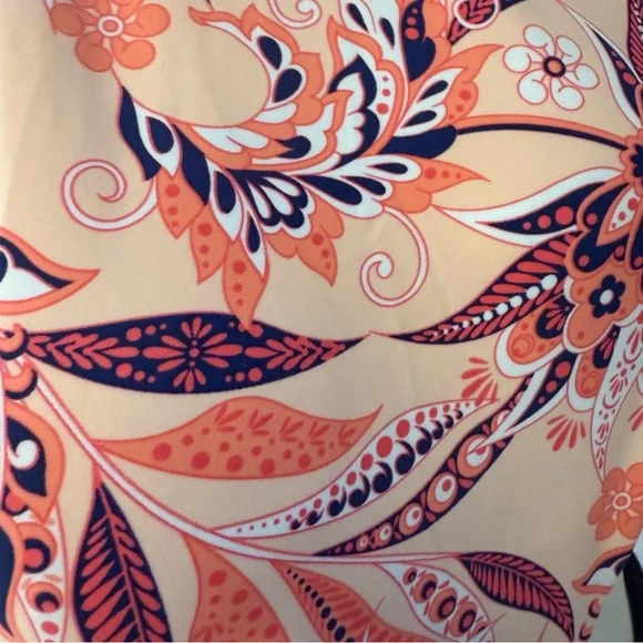 Cupshe Black and White Reversible Peach Coral Paisley One Piece Cutout Swimsuit - Picture 10 of 11